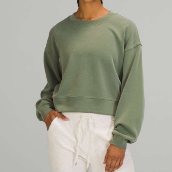 lululemon athletica Tops - Lululemon Perfectly Oversized Cropped Crew *Softstreme™
Green Twill